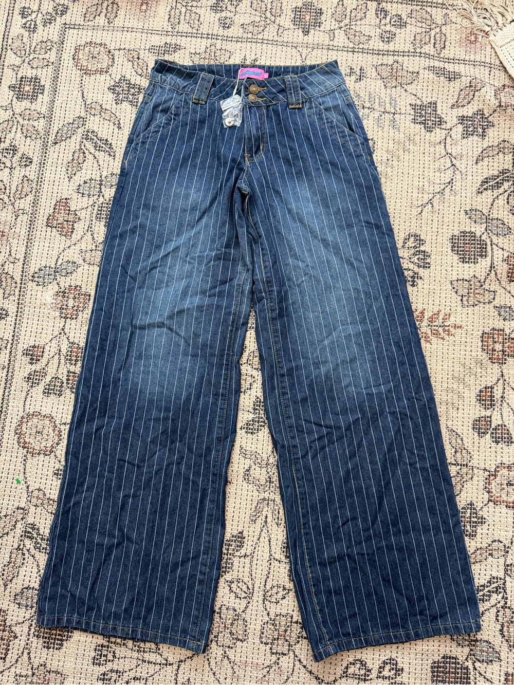 Edikted Women's Cory Striped Low Rise Baggy Jeans